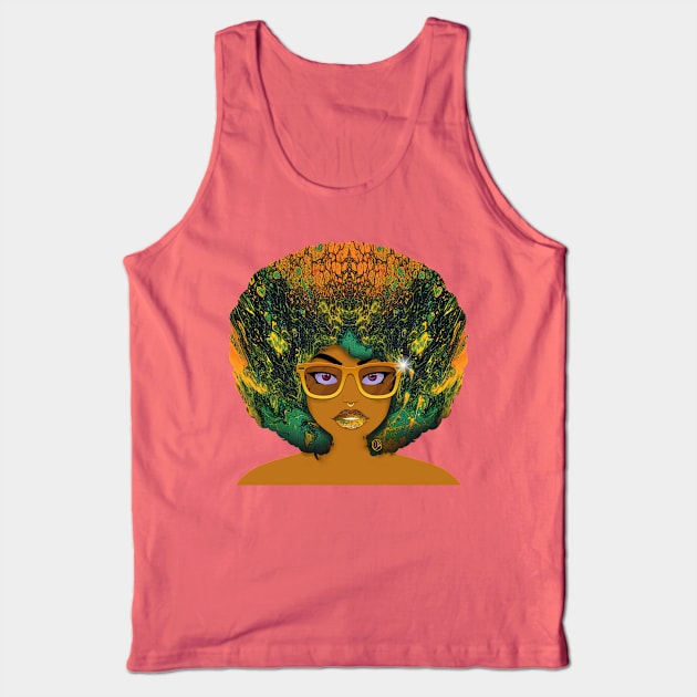 Galaxy Girl Green Afro Tank Top by FinalBeatComics